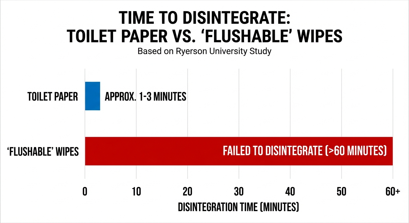 Time to Disintegrate: Toilet Paper vs. 'Flushable' Wipes